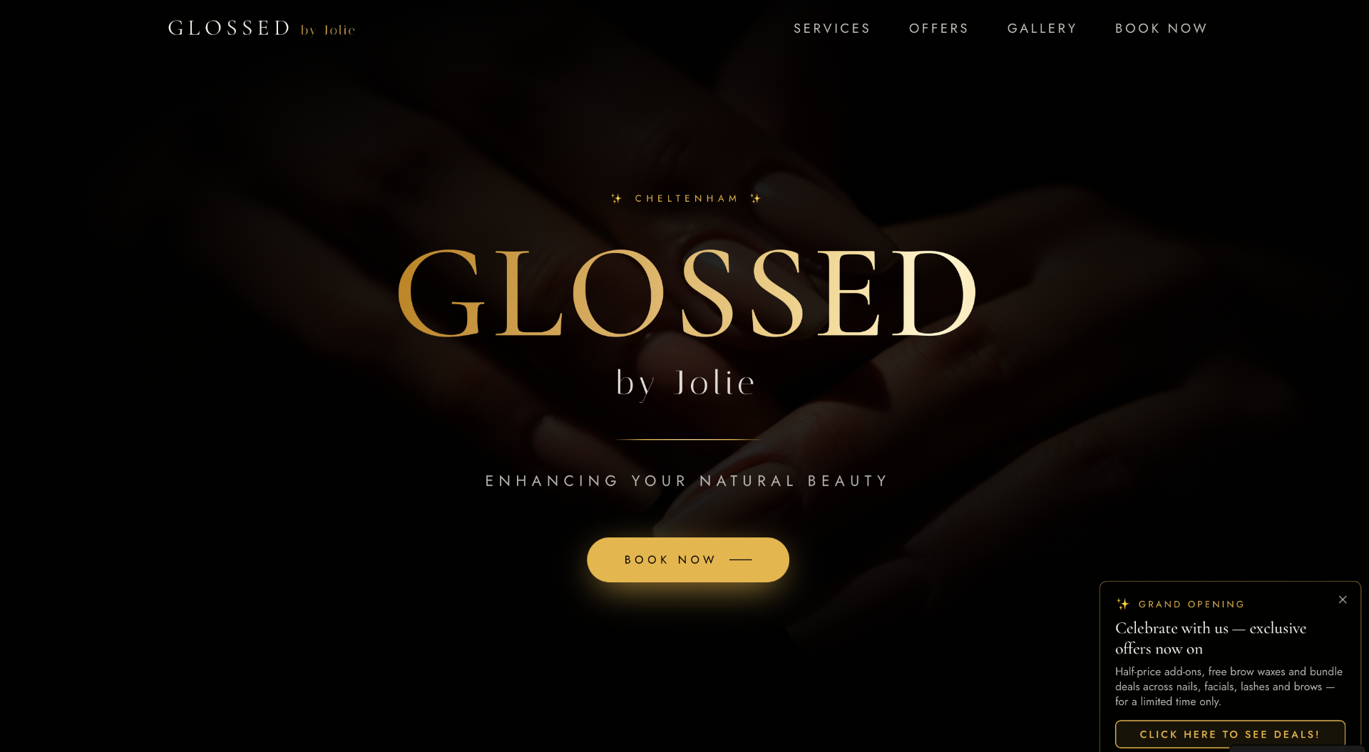 Glossed by Jolie beauty salon website homepage